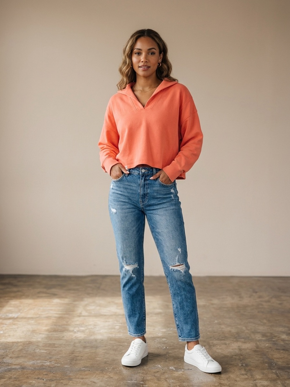🍑NWT Simply Southern "French Terry Split Neck Pull-Over Sweatshirt" Peach🍑 XXL